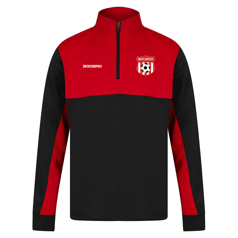 Inch United Perth Kids 1/4 Zip Tracksuit Top | Black/Red